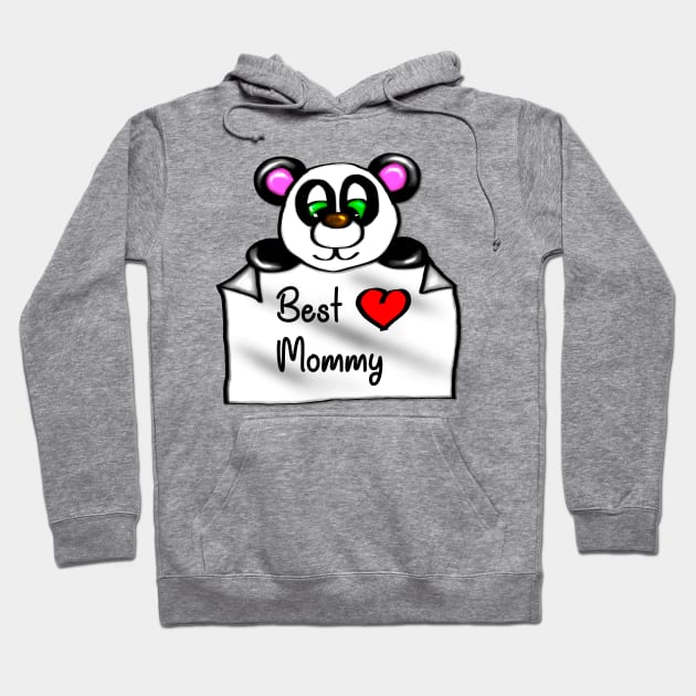 Cute Panda Bear - best mommy with heart Hoodie by emyzingdesignz